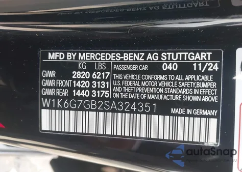 2025 Mercedes-Benz S 580 4Matic z USA, uszkodzony, nr VIN W1K6G7GB2SA324351